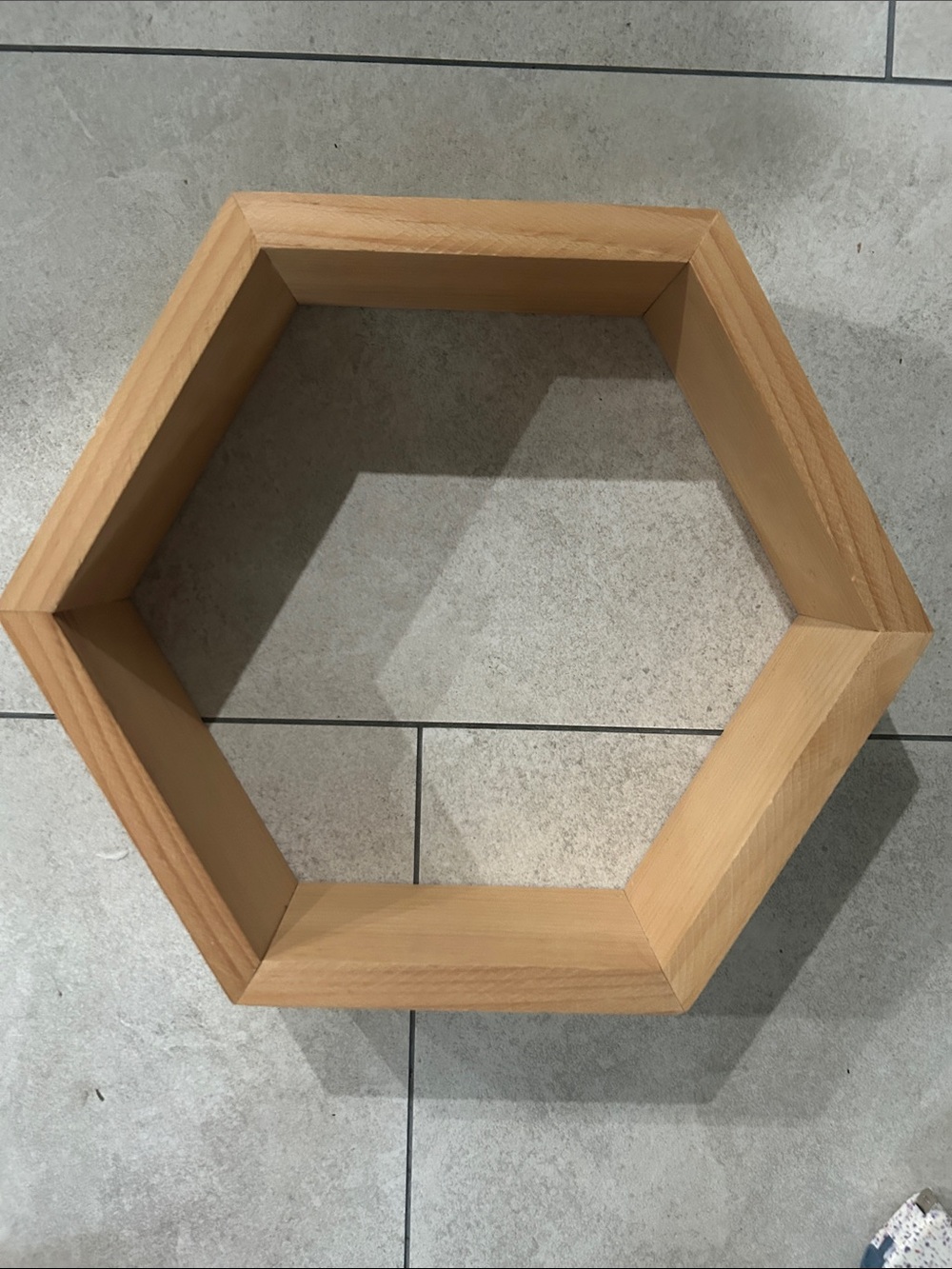 Handmade Natural Wood Hexagon Wall Shelf - Modern Home Accent
